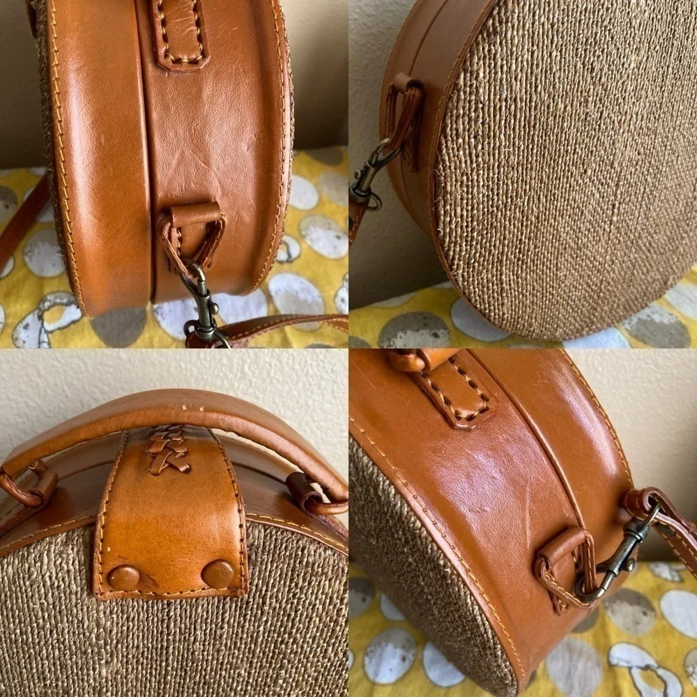 Vintage look round canteen crossbody purse